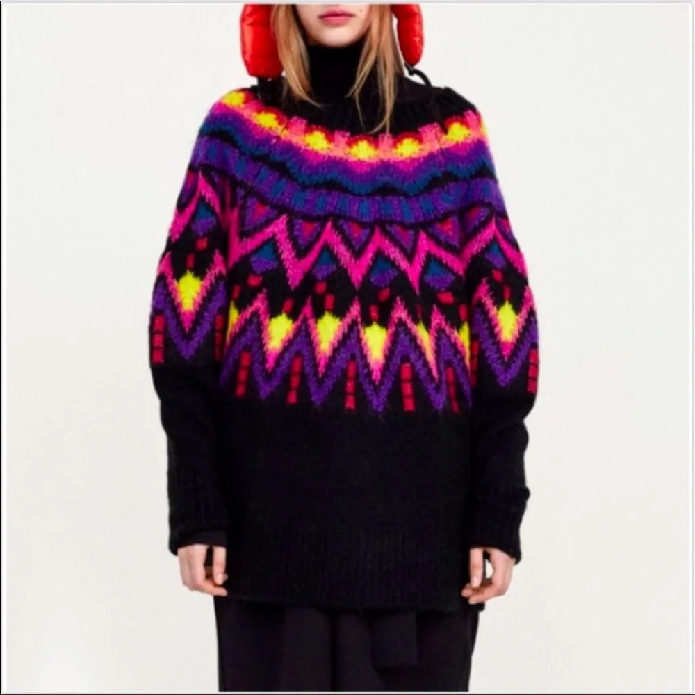 EUC Zara Multicolor Geometric Sweater - Picture 6 of 13
